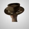 Bold Beloved Brown Fedora Hat with Beads and Lace