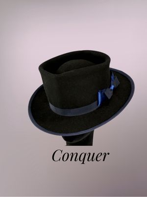 Conquer Classic Black and Navy Blue Wool Fedora